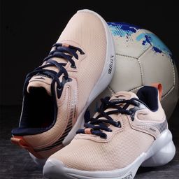 ASIAN Women Peach-Coloured Woven Design Sneakers-36