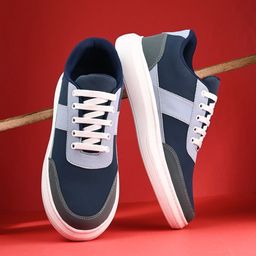 Roadster Men Navy Blue & Grey Colourblocked Lightweight Memory Foam Insole Sneakers-14