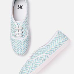 Kook N Keech Women Off-White & Green Printed Sneakers-53
