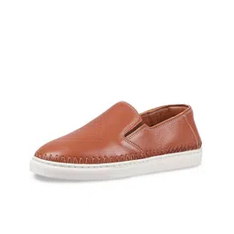 Hidesign Men Tan Leather Slip-On Sneakers-image-79