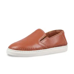Hidesign Men Tan Leather Slip-On Sneakers-image-60