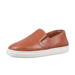 Hidesign Men Tan Leather Slip-On Sneakers-image-73