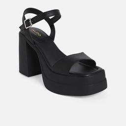 ALDO Open Toe Leather Platform Heels-image-63