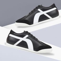 FAUSTO Men Black Colourblocked Sneakers-picture-48
