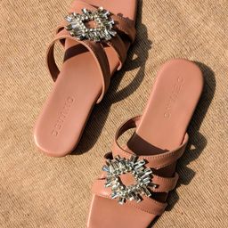 Devano Embellished Open Toe Flats-5