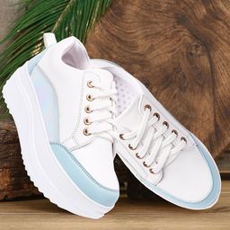 VENDOZ Women White Colourblocked Sneakers-image-79