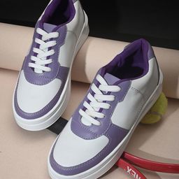 Fashion Victim Women Purple & White Colourblocked Sneakers-image-23