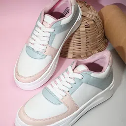 Fashion Victim Women White Colourblocked Sneakers 4055-3-image-45