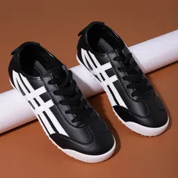 Truffle Collection Women Striped Contrast Sole Sneakers-2