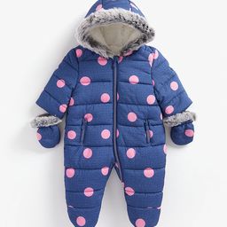 mothercare Infants Polka Dots Printed Pure Cotton Hooded Sleepsuit-image-46