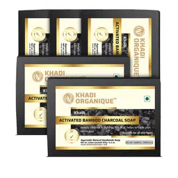 Khadi Organique Set Of 5 Activated Bamboo Charcoal Handmade Soap 125g Each-52