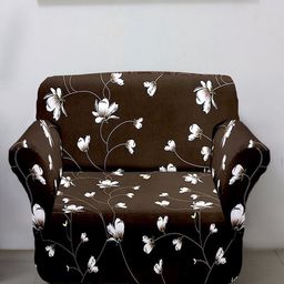 Kuber Industries Set Of 2 Brown & White Printed Single & 3-Seater Sofa Cover-1