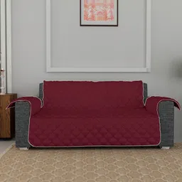 Kuber Industries Maroon & Grey Patterned 3-Seater Reversible Sofa Cover-picture-17