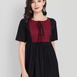 githaan Women Black & Brown Tie-Up Neck Top-11