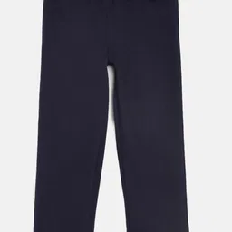 METRO KIDS COMPANY Girls Navy Blue Organic Cotton Regular Fit Solid Trousers-picture-22