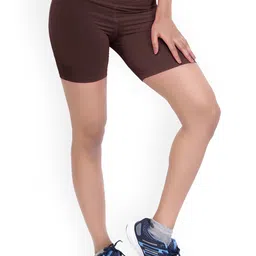 laasa  sports LAASA SPORTS Women Brown Skinny Fit High-Rise Rapid-Dry Training or Gym Sports Shorts-picture-18