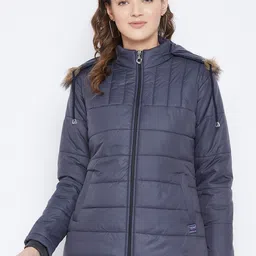 VERO AMORE Women Navy Blue Insulator Longline Puffer Jacket-image-20