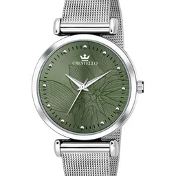 CRESTELLO Men Green Embellished Dial & Silver Toned Stainless Steel Bracelet Style Straps Analogue Watch-image-83