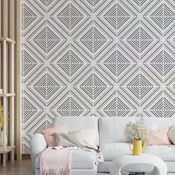 KAYRA DECOR Black & White Rhombus Design Stencil for Wall Painting-image-96