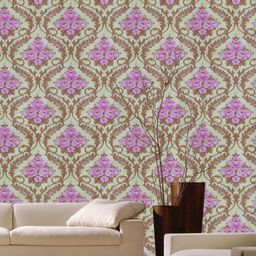 Jaamso Royals Pink & Green Damask Self Adhesive Removable Wallpaper-picture-4