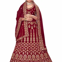 MANVAA Embroidered Beads and Stones Semi-Stitched Lehenga & Unstitched Blouse With Dupatta-picture-55
