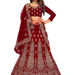 MANVAA Embroidered Beads and Stones Semi-Stitched Lehenga & Unstitched Blouse With Dupatta-picture-12