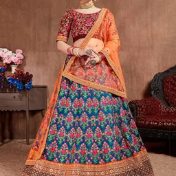 FABPIXEL Embellished Semi-Stitched Lehenga & Unstitched Blouse With Dupatta-picture-38