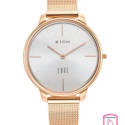 Titan Women Silver-Toned Dial & Rose Gold Toned Bracelet Style Strap Analogue Watch-42