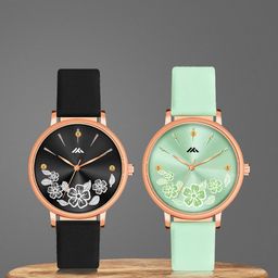 Shocknshop Women Pack Of 2 Leather Straps Analogue Watch MT516-517-image-34