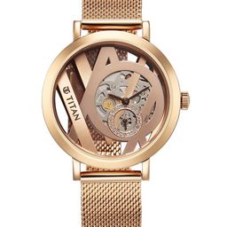 Titan Women Skeleton Dial & Stainless Steel Bracelet Style Straps Analogue Watch 95228WM01-image-58