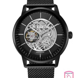 Titan Men Black Skeleton Dial & Stainless Steel Bracelet Style Straps Analogue Watch 90110NM01-image-80