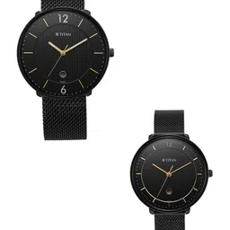 Titan Pack Of 2 Stainless Steel Bracelet His & Her Couple Analogue Watch 18492651NM01-10