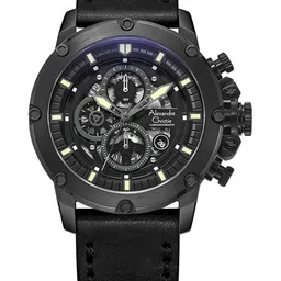 Alexandre Christie Men Skeleton Dial & Leather Bracelet Style Straps Analogue Watch 6564MCLIPBA-28