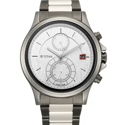 Titan Men Silver-Toned Brass Dial & Steel Toned Bracelet Style Straps Analogue Watch-image-81