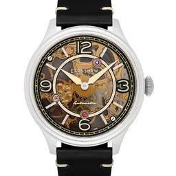EARNSHAW Men Silver-Toned Dial & Black Leather Straps Automatic Motion Powered Wrist Watch-15