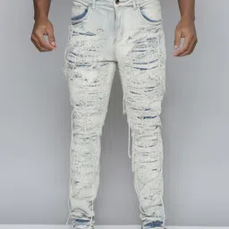 WAIMEA Men Hollywood Skinny Fit Highly Distressed Heavy Fade Stretchable Jeans-picture-1