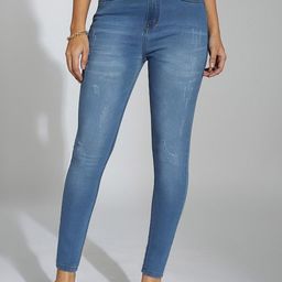 Miss Chase Women Skinny Fit High-Rise Low Distress Light Fade Stretchable Jeans-picture-16