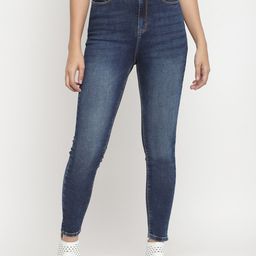 Belliskey Women Skinny Fit High-Rise Dark Shade Heavy Fade Clean Look Cotton Jeans-image-17