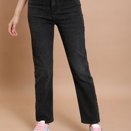 Tokyo Talkies Women Grey Straight Fit Light Fade Stretchable Jeans-4
