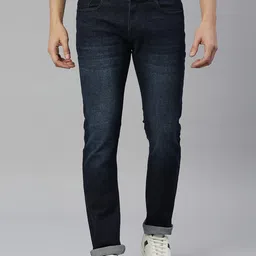 HERE&NOW Men Smart Skinny Fit Low Distress Light Fade Stretchable Jeans-picture-4