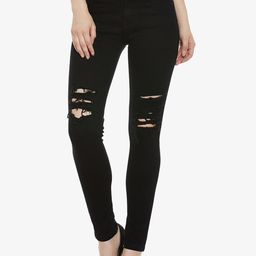 DressBerry Women Black Slim Fit Mildly Distressed Stretchable Jeans-picture-5