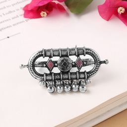 Yellow Chimes Silver-Plated Oxidised Geometrical Shaped Adjustable Finger Ring-image-104
