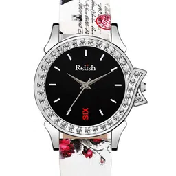 Relish Women Black Embellished Dial & Multicoloured Bracelet Style Straps Analogue Watch RE-L1116-18