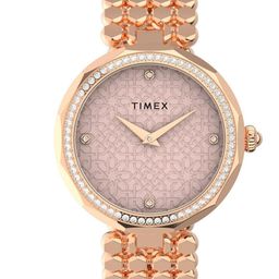 Timex Women Brass Embellished Dial & Stainless Steel Bracelet Style Straps Analogue Watch TW2V02800-image-63
