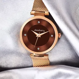 DressBerry Brown Women Bracelet Style Straps Analogue Watch HOBDB-218-RG-BR-40