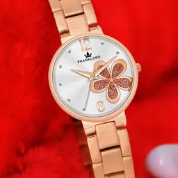 Franklord Women Brass Printed Dial & Stainless Steel Bracelet Style Straps Analogue Watch F-128 SRL-image-5