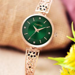Sandy D Carter Women Patterned Dial & Stainless Steel Bracelet Style Straps Analogue Watch Sandy D-image-56