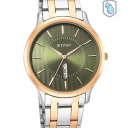 Titan Men Green Dial & Multicoloured Stainless Steel Bracelet Style Straps Analogue Watch 1825KM03-image-34