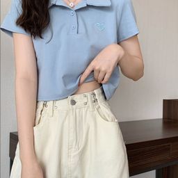 LULU & SKY Polo Collar Crop T-shirt-image-64