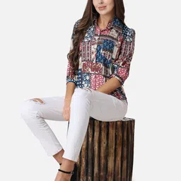 SCORPIUS Ethnic Print Crepe Shirt Style Top-picture-23